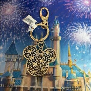 COPY - Disney Parks Minnie Mouse Icon Gold Finish Keychains  With Rhinestones N…